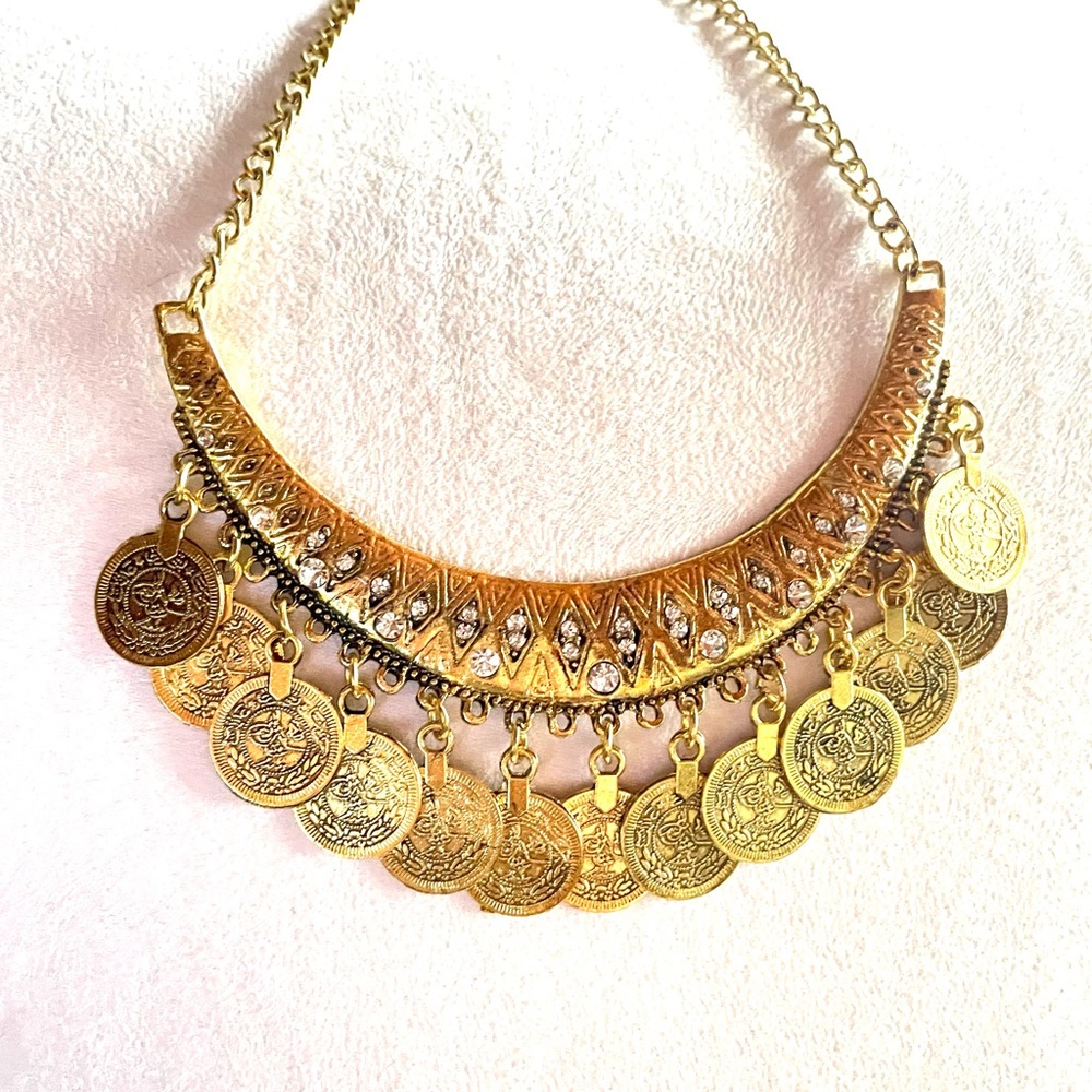 Gold Coin Statement Necklace